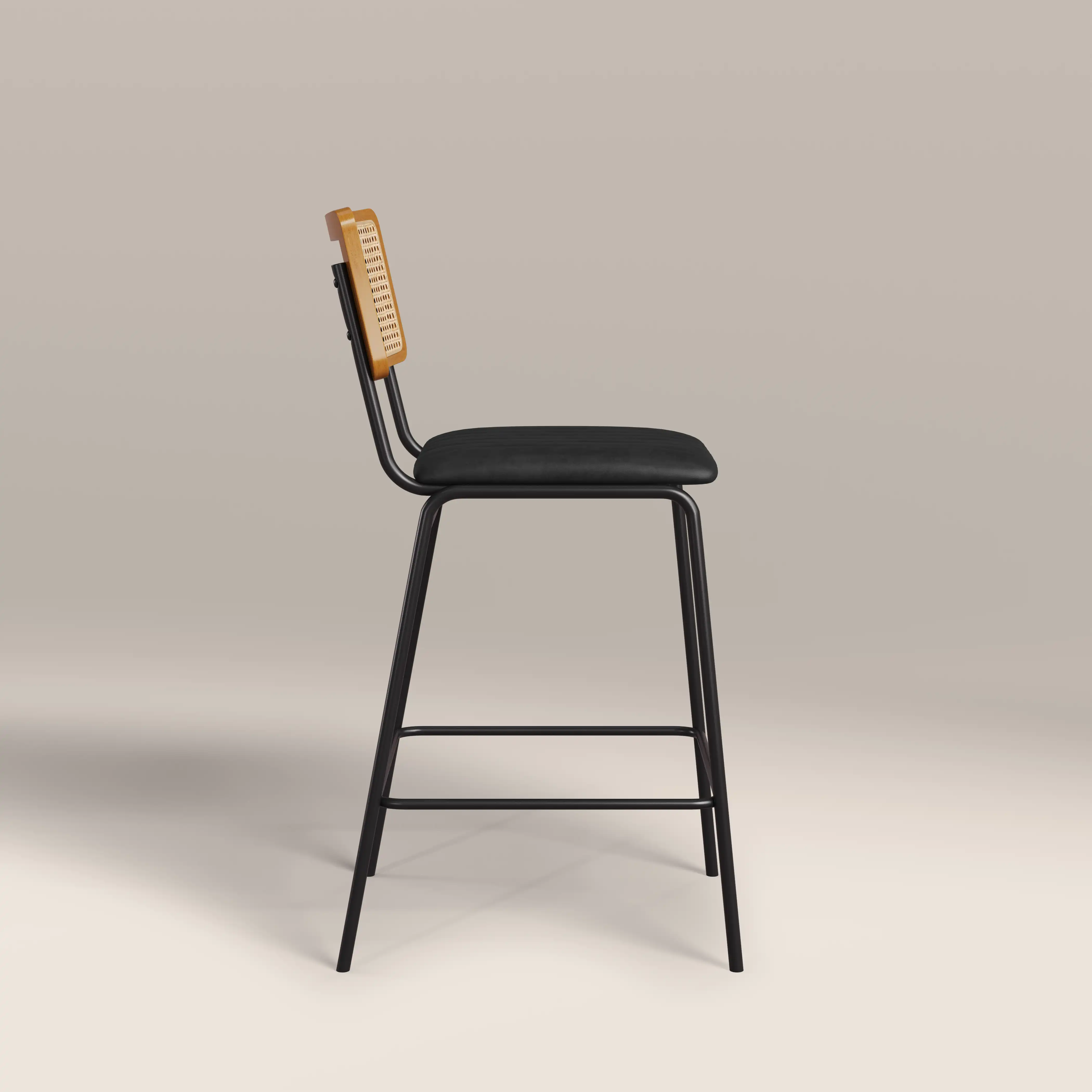 Willis Kitchen Stool | Vintage Black Faux Leather & Black - Image 3