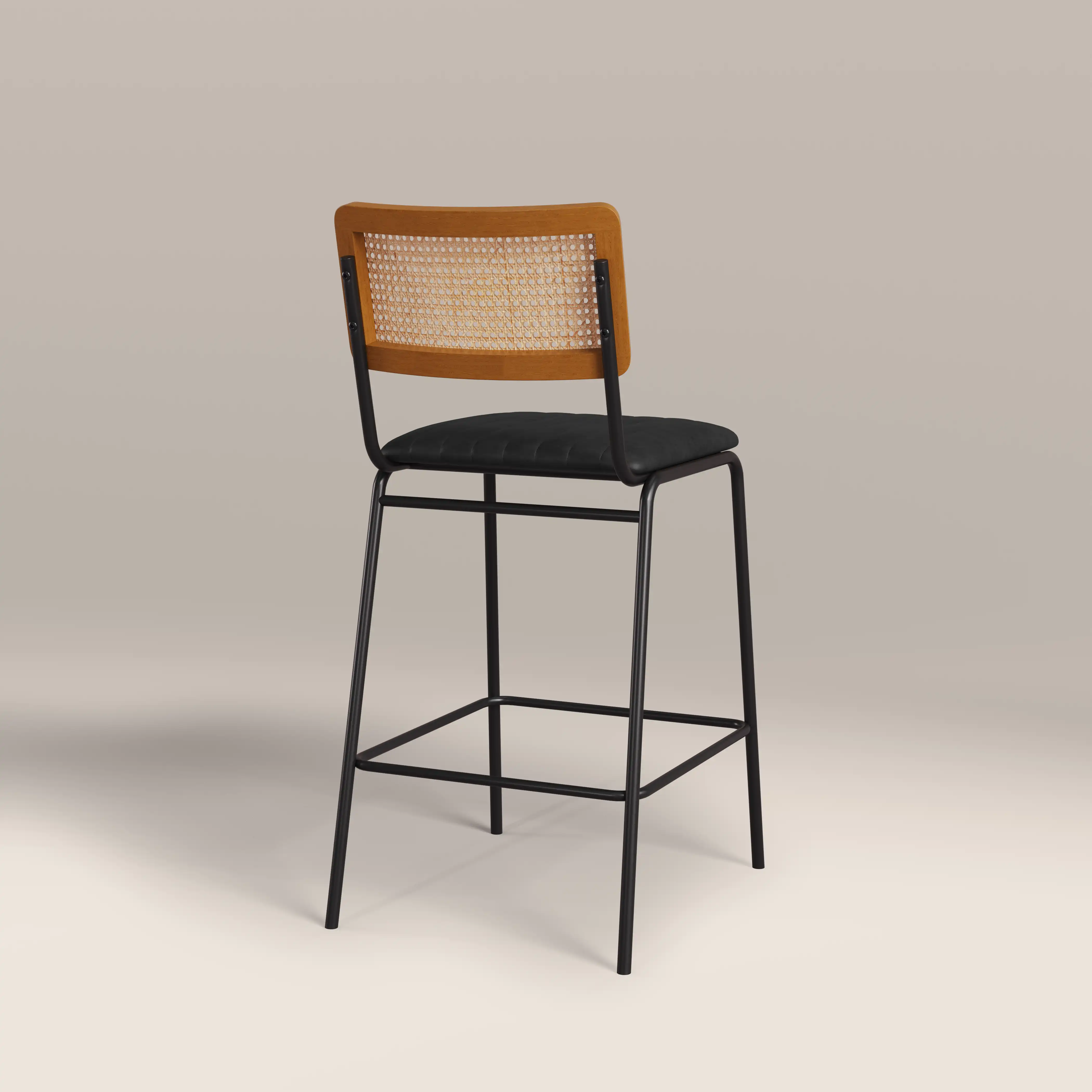 Willis Kitchen Stool | Vintage Black Faux Leather & Black - Image 4