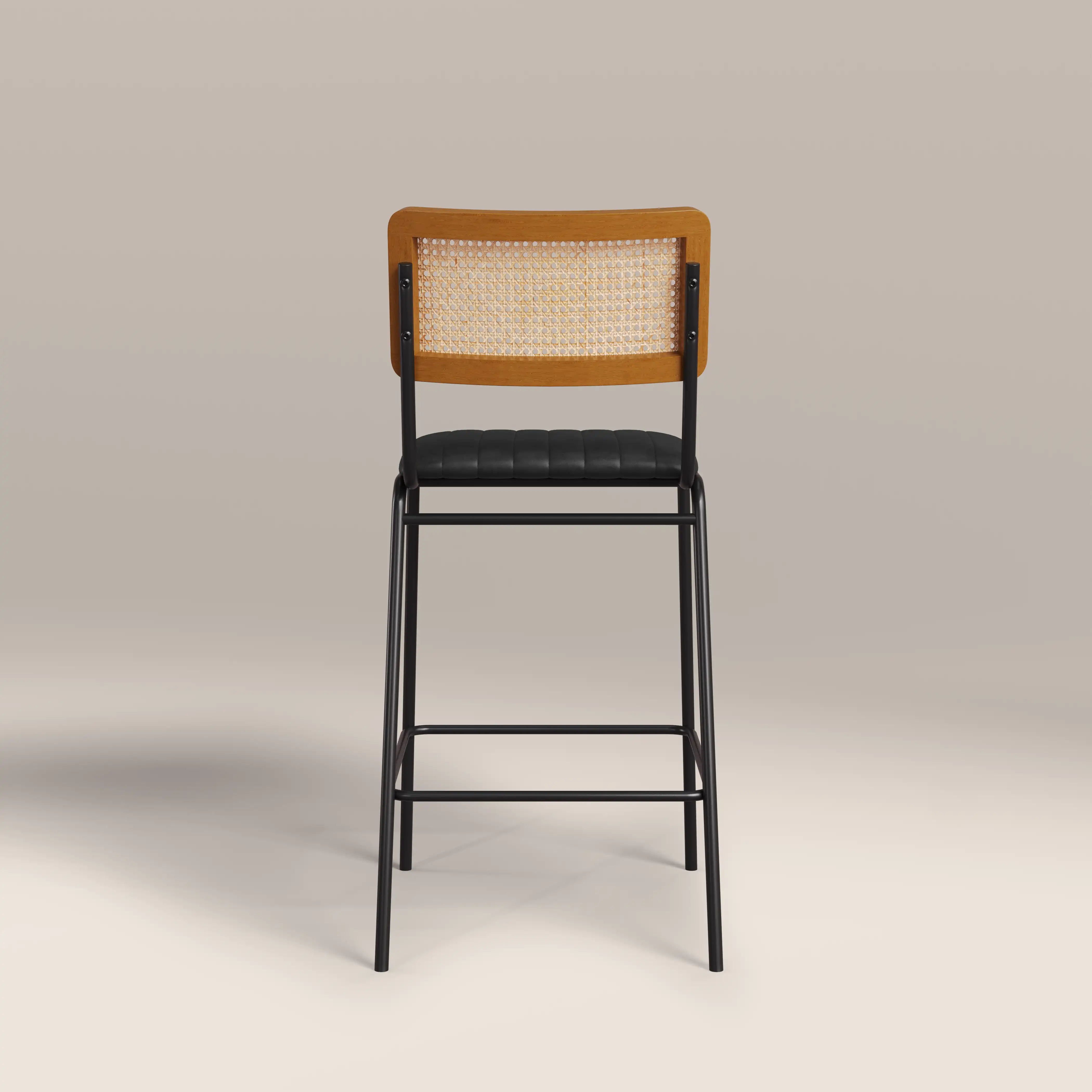 Willis Kitchen Stool | Vintage Black Faux Leather & Black - Image 5