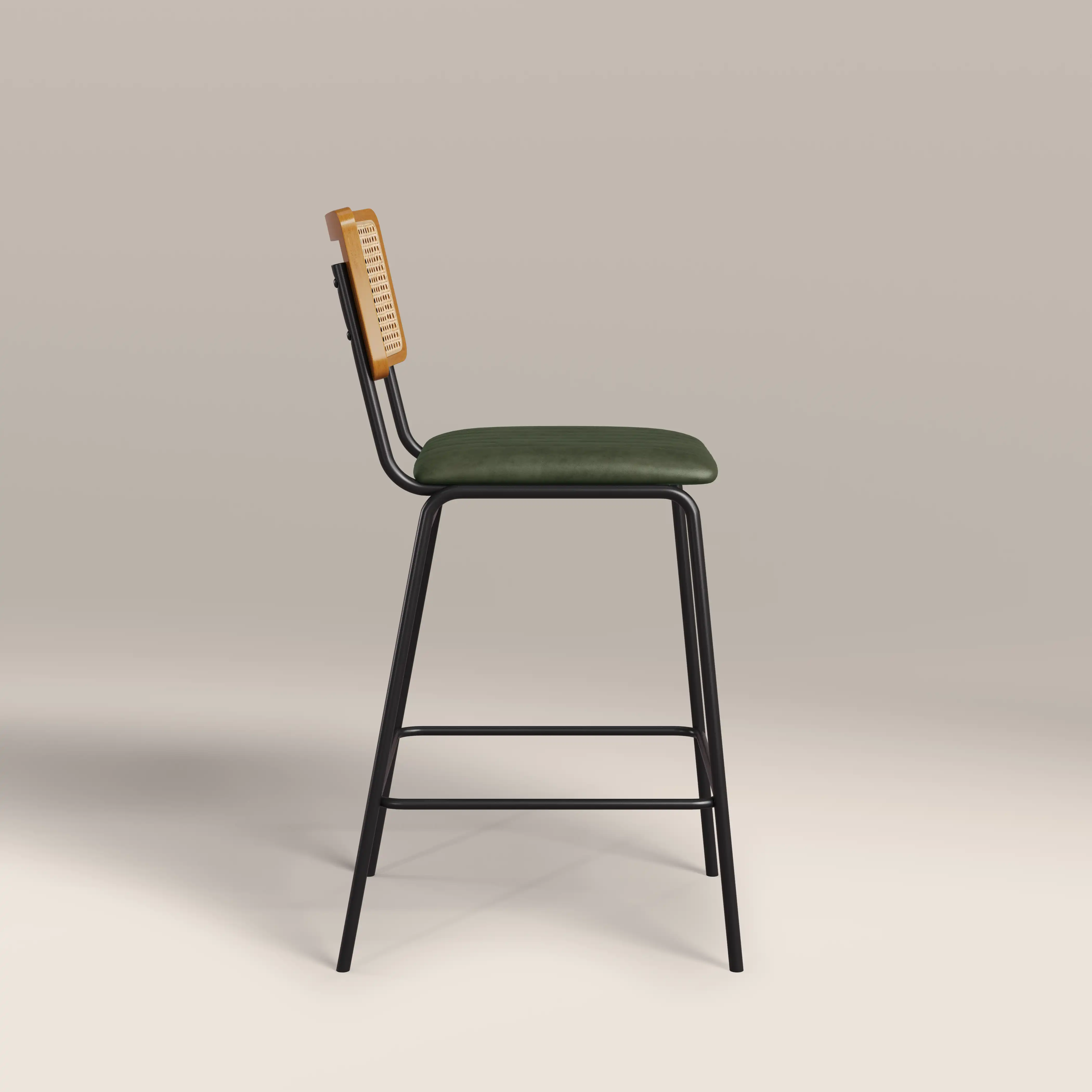 Willis Kitchen Stool | Vintage Green Faux Leather & Black - Image 3