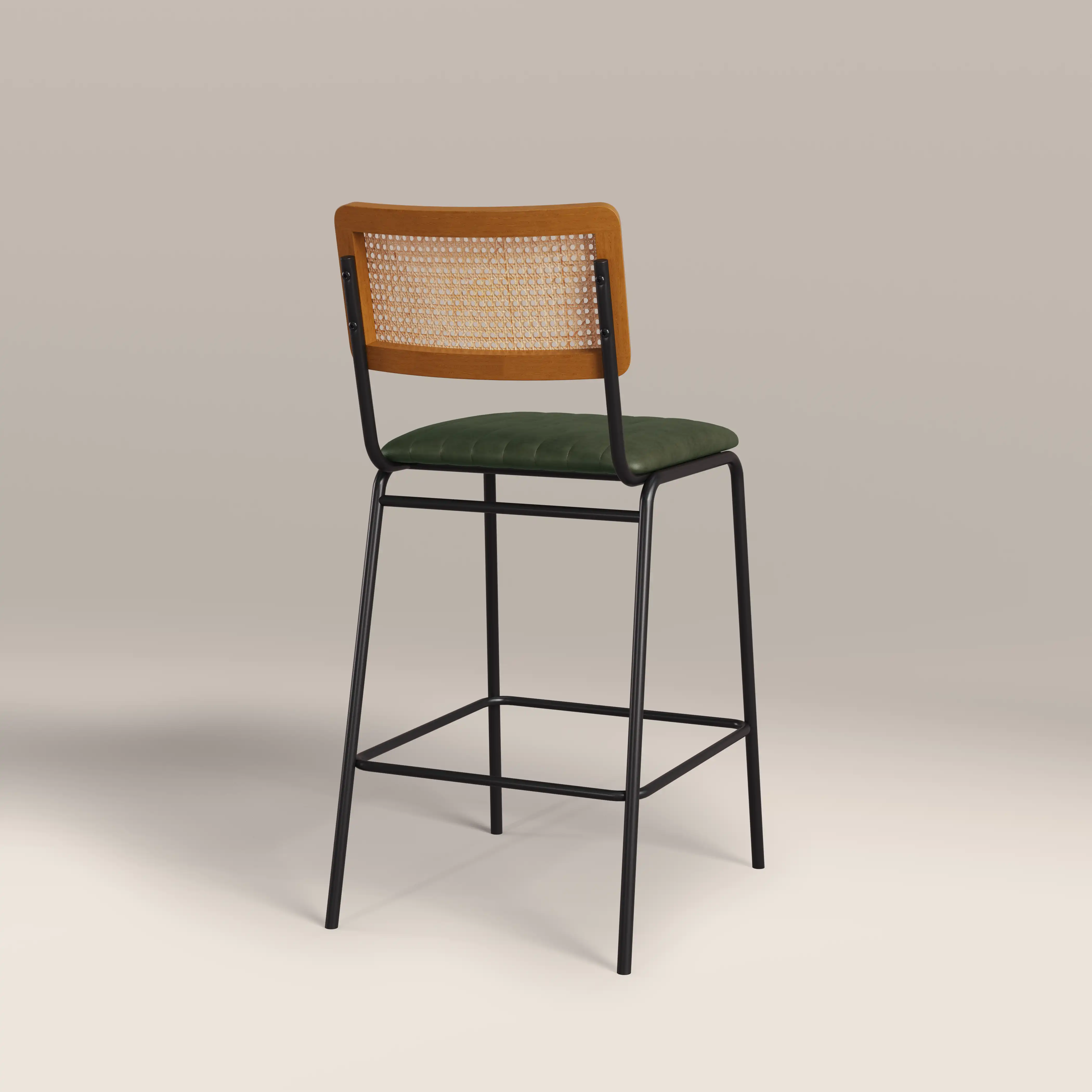 Willis Kitchen Stool | Vintage Green Faux Leather & Black - Image 4
