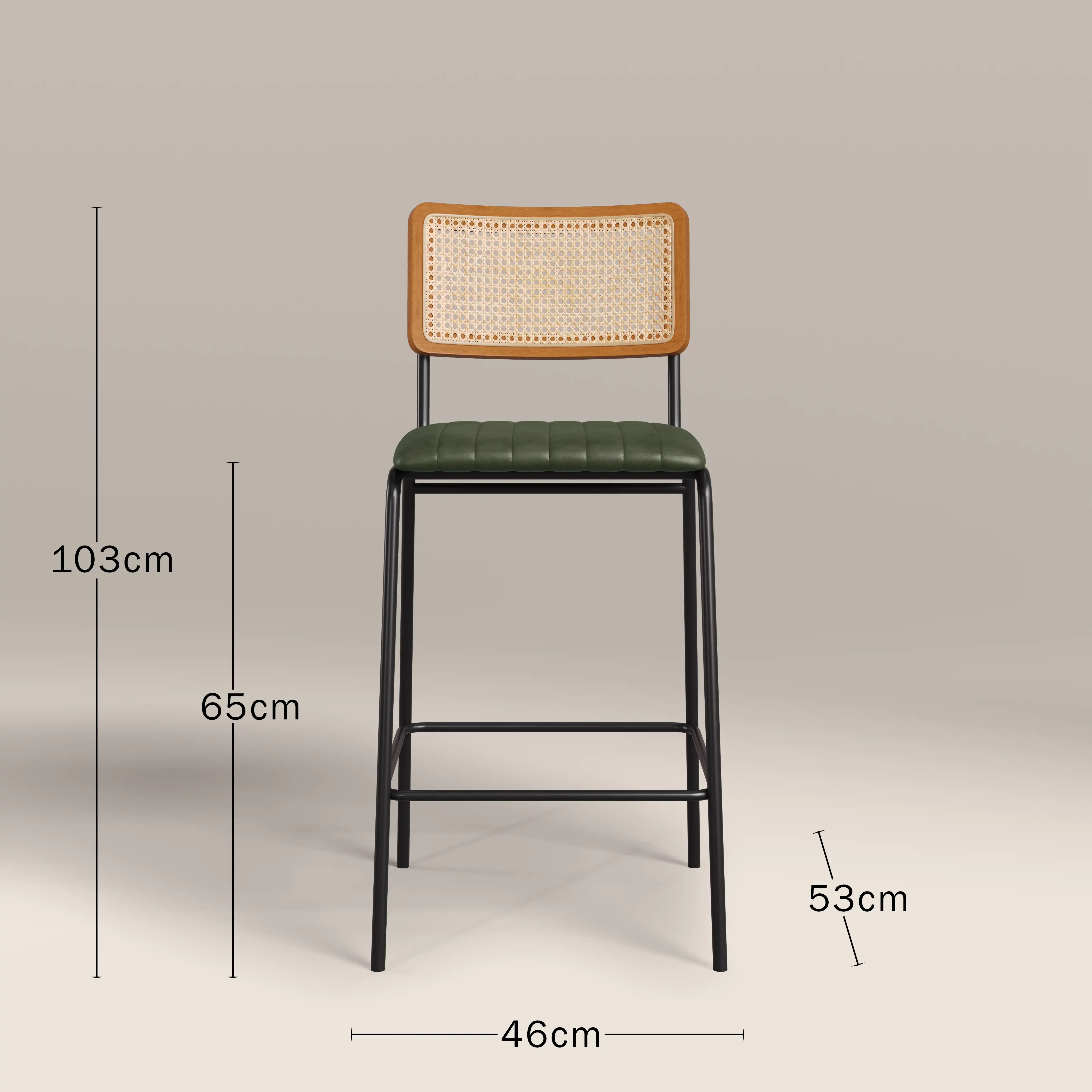 Willis Kitchen Stool | Vintage Green Faux Leather & Black - Image 7