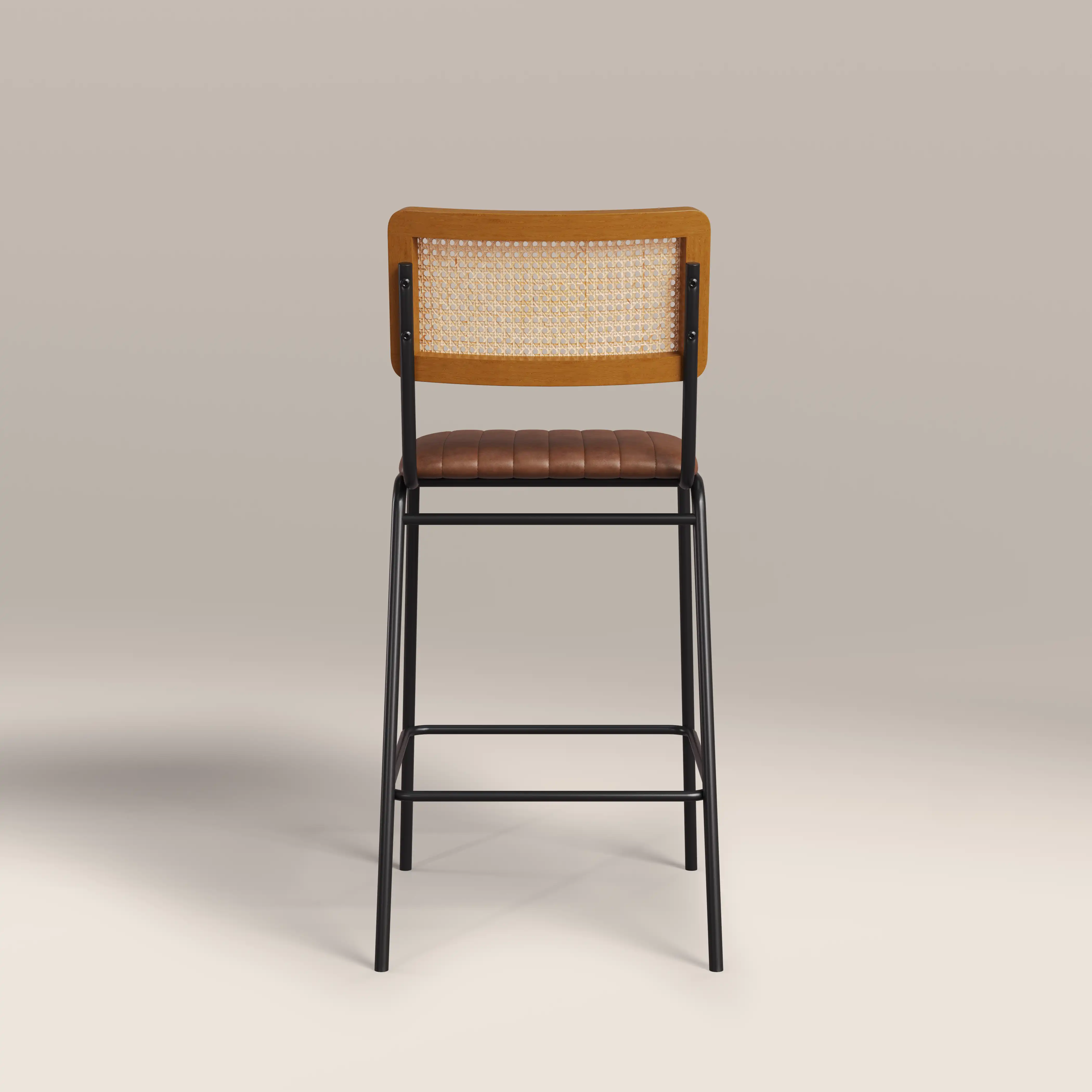 Willis Kitchen Stool | Vintage Tan Faux Leather & Black - Image 5