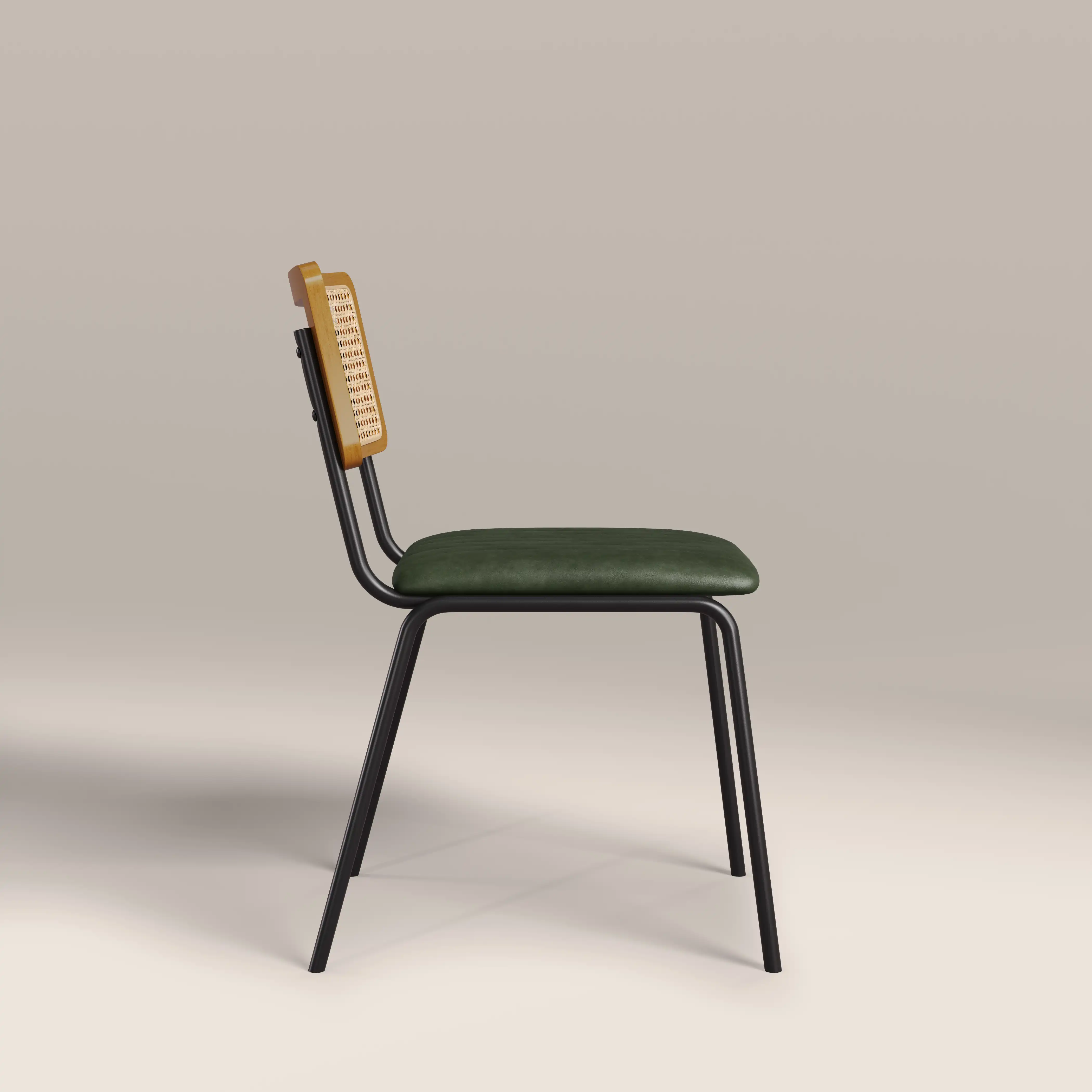 Willis Stackable Dining Chair | Vintage Green Faux Leather & Black - Image 3