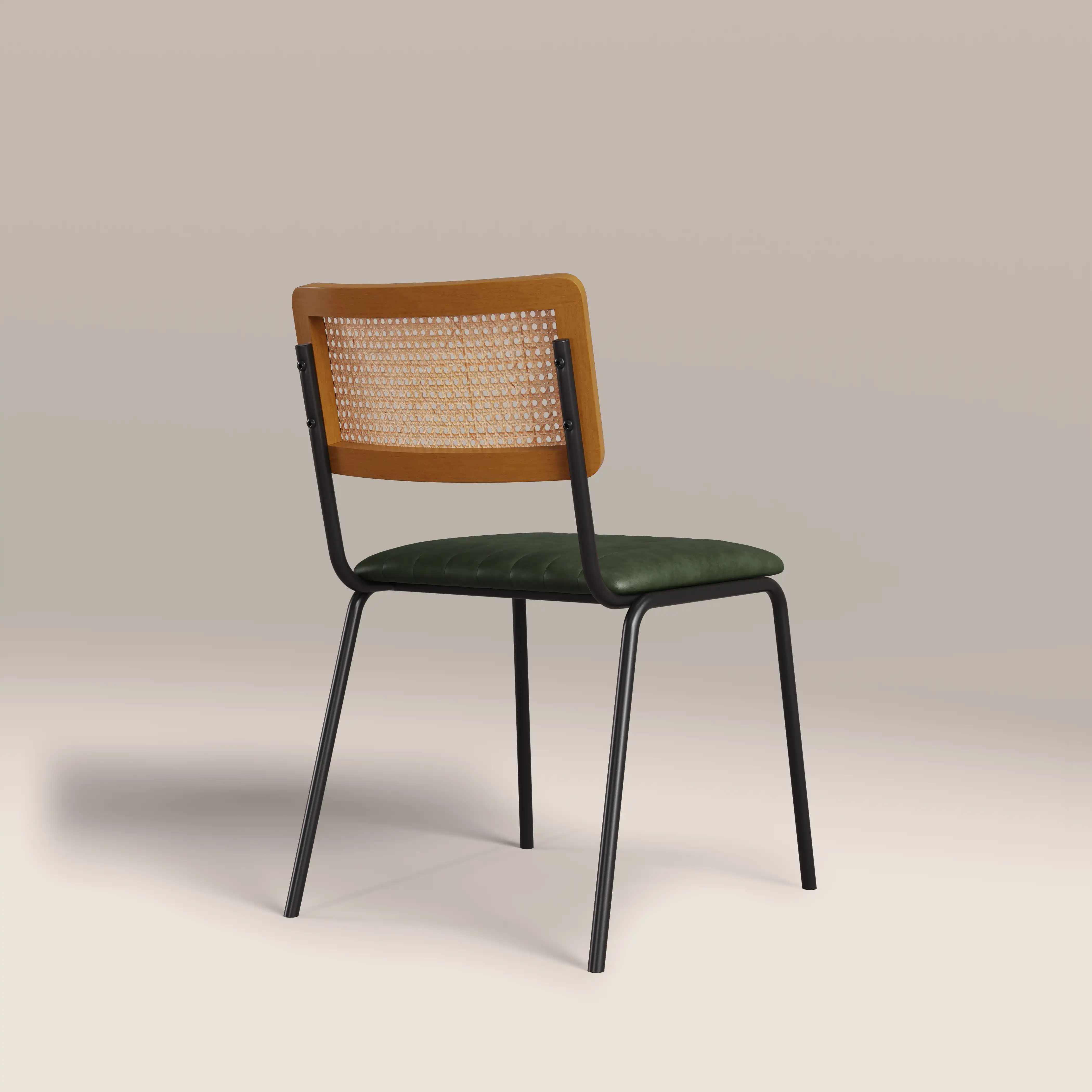 Willis Stackable Dining Chair | Vintage Green Faux Leather & Black - Image 4