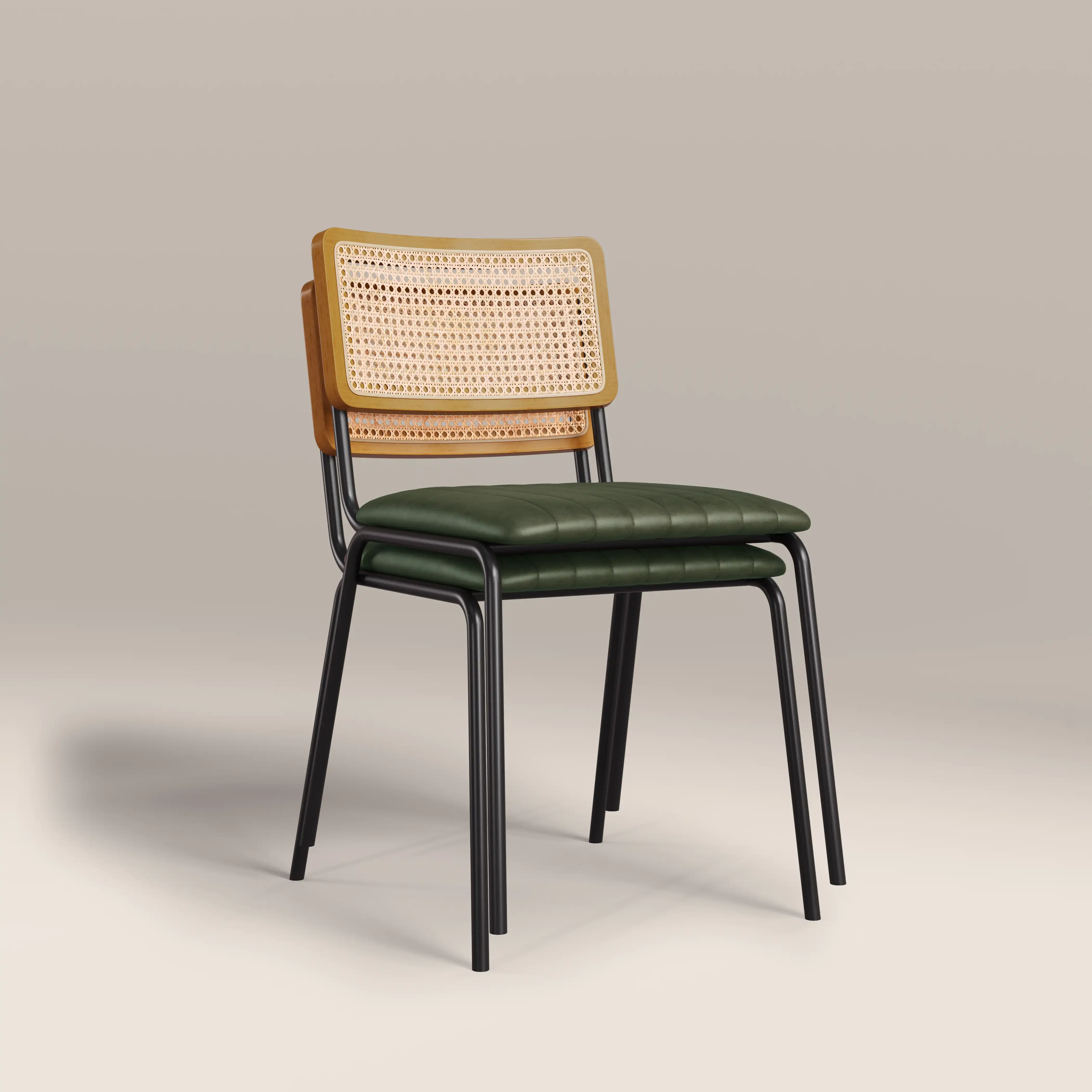 Willis Stackable Dining Chair | Vintage Green Faux Leather & Black - Image 6