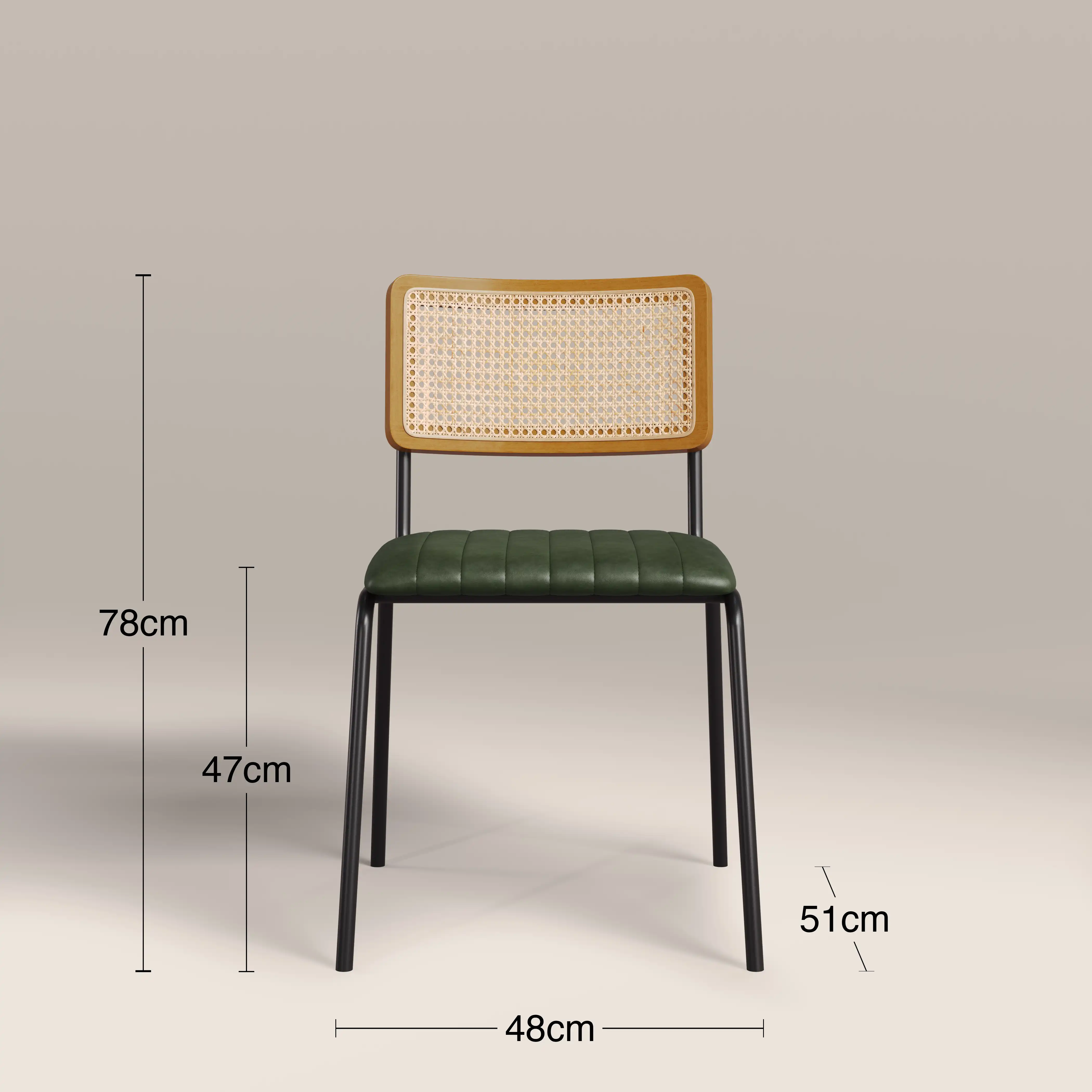Willis Stackable Dining Chair | Vintage Green Faux Leather & Black - Image 8