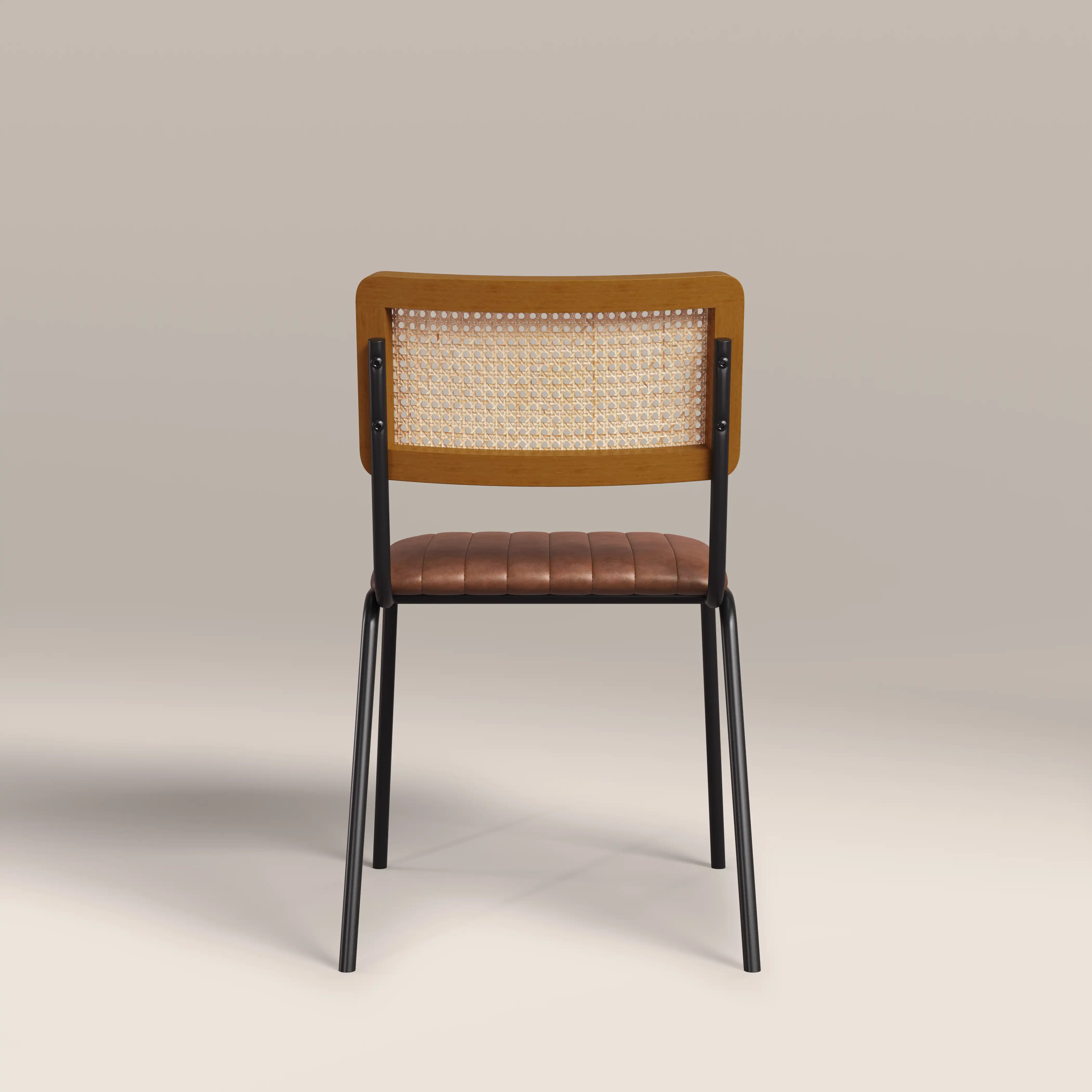 Willis Stackable Dining Chair | Vintage Tan Faux Leather & Black - Image 7