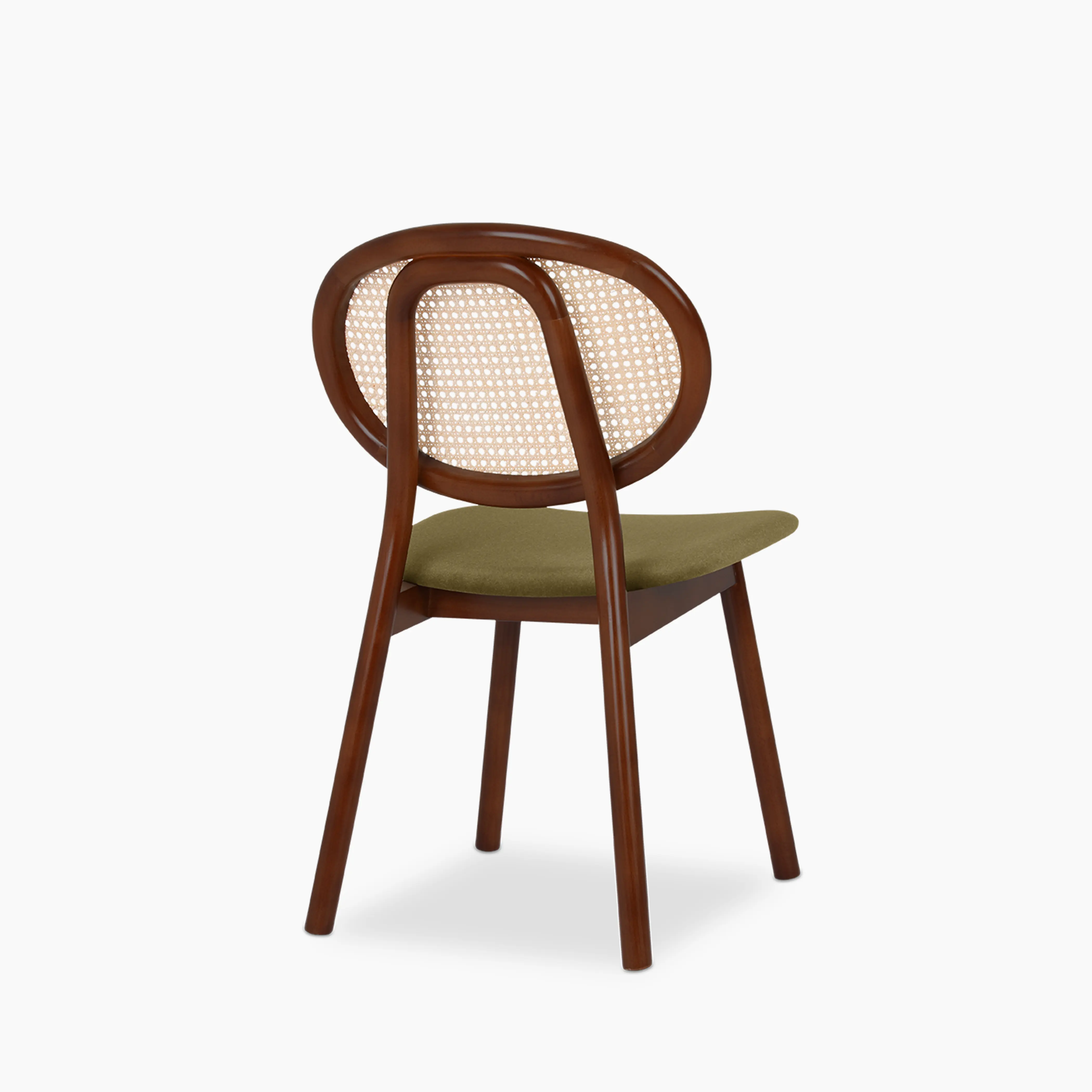 Willow Wooden Dining Chair | Moss Green Sustainable Mohair Velvet & Walnut - Image 6