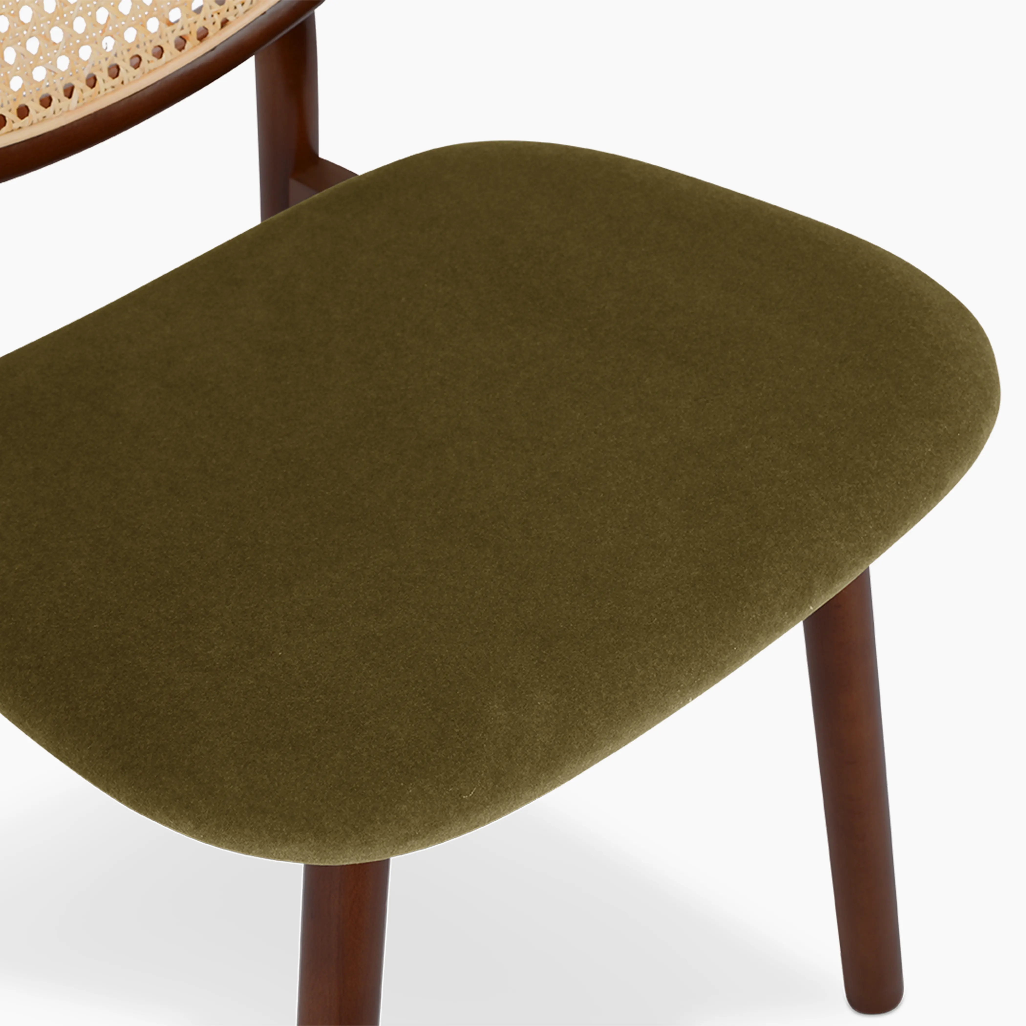 Willow Wooden Dining Chair | Moss Green Sustainable Mohair Velvet & Walnut - Image 8