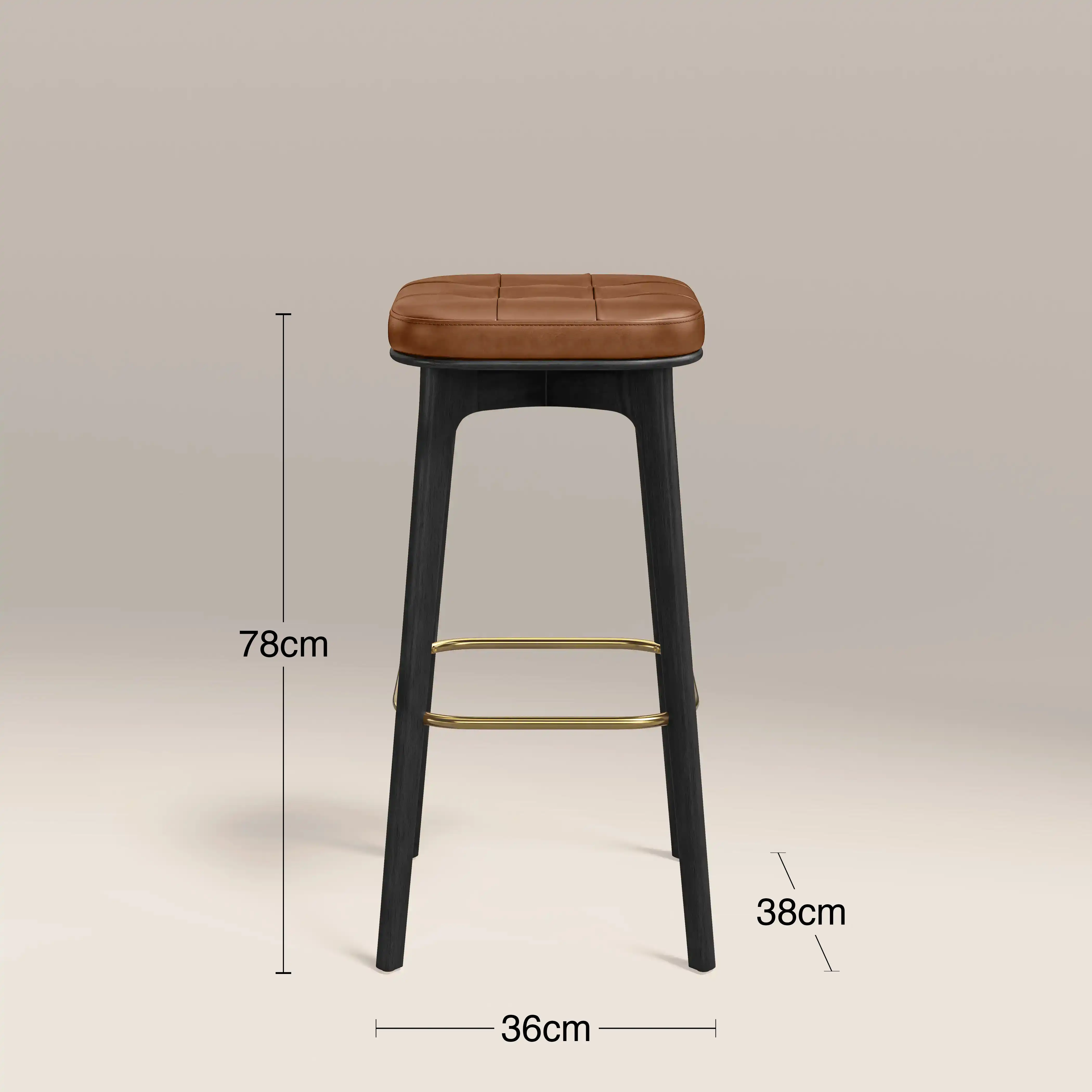 Winchester Bar Stool | Tan Faux Leather & Black - Image 4
