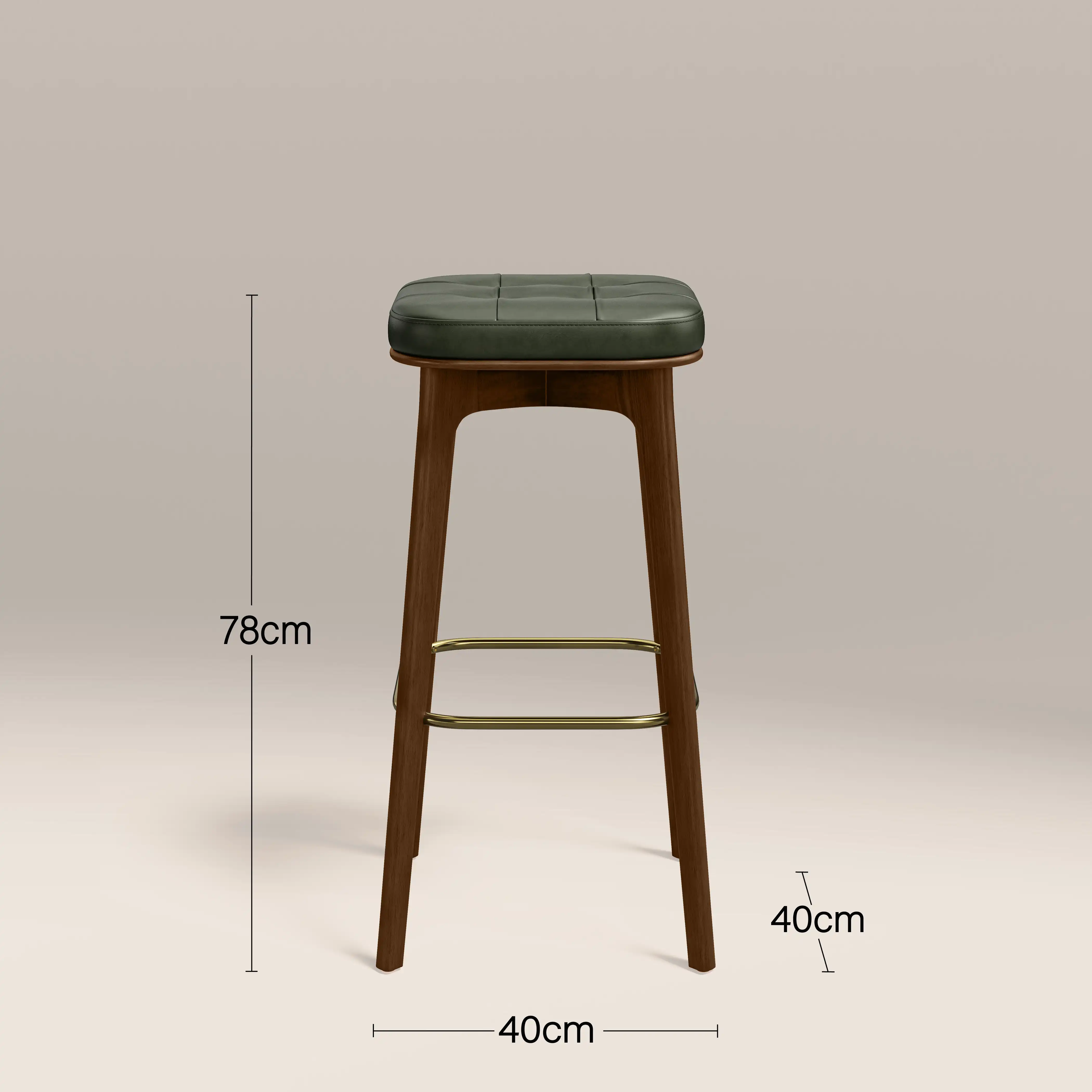 Winchester Bar Stool | Vintage Green Faux Leather & Walnut - Image 5