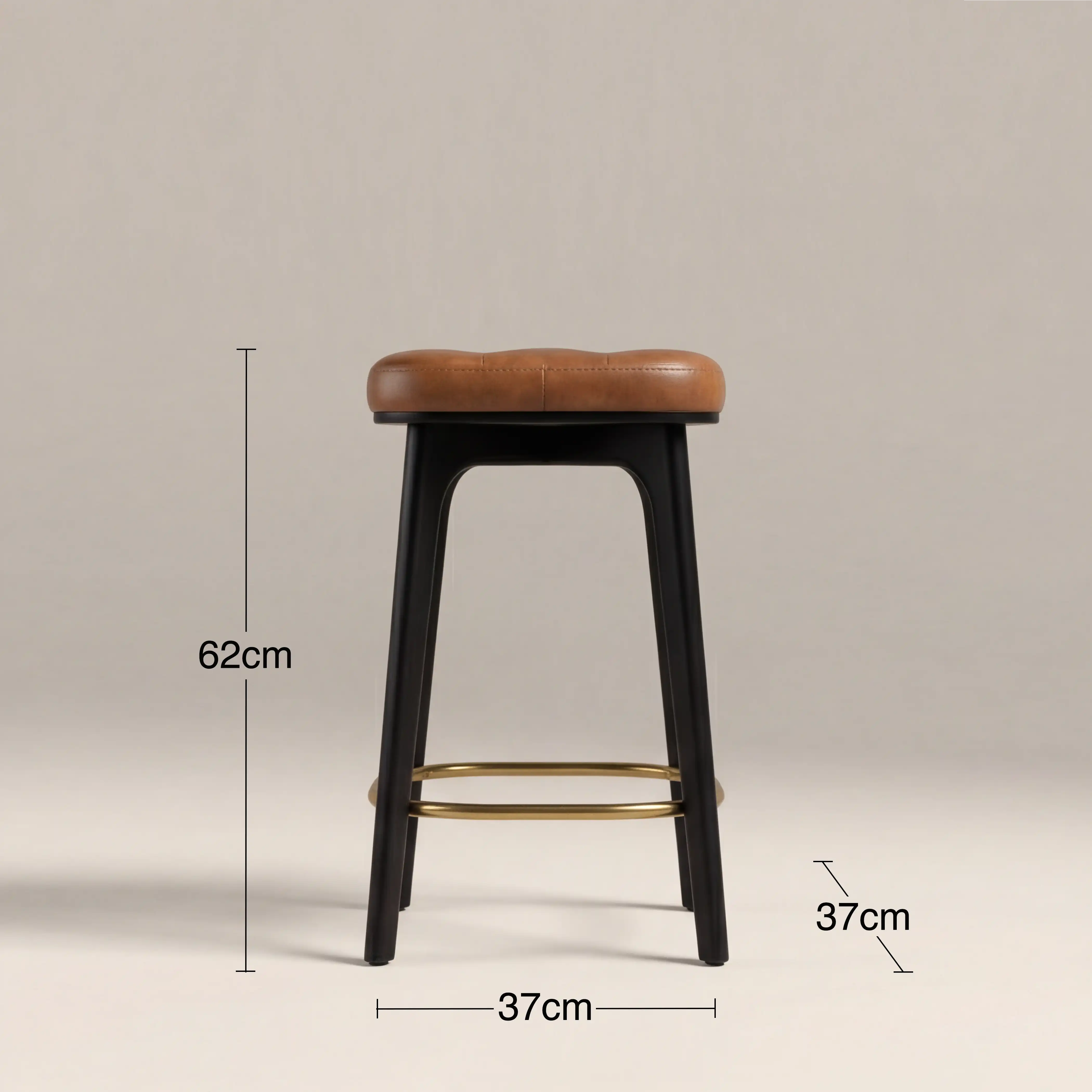 Winchester Kitchen Stool | Tan Faux Leather & Black - Image 5