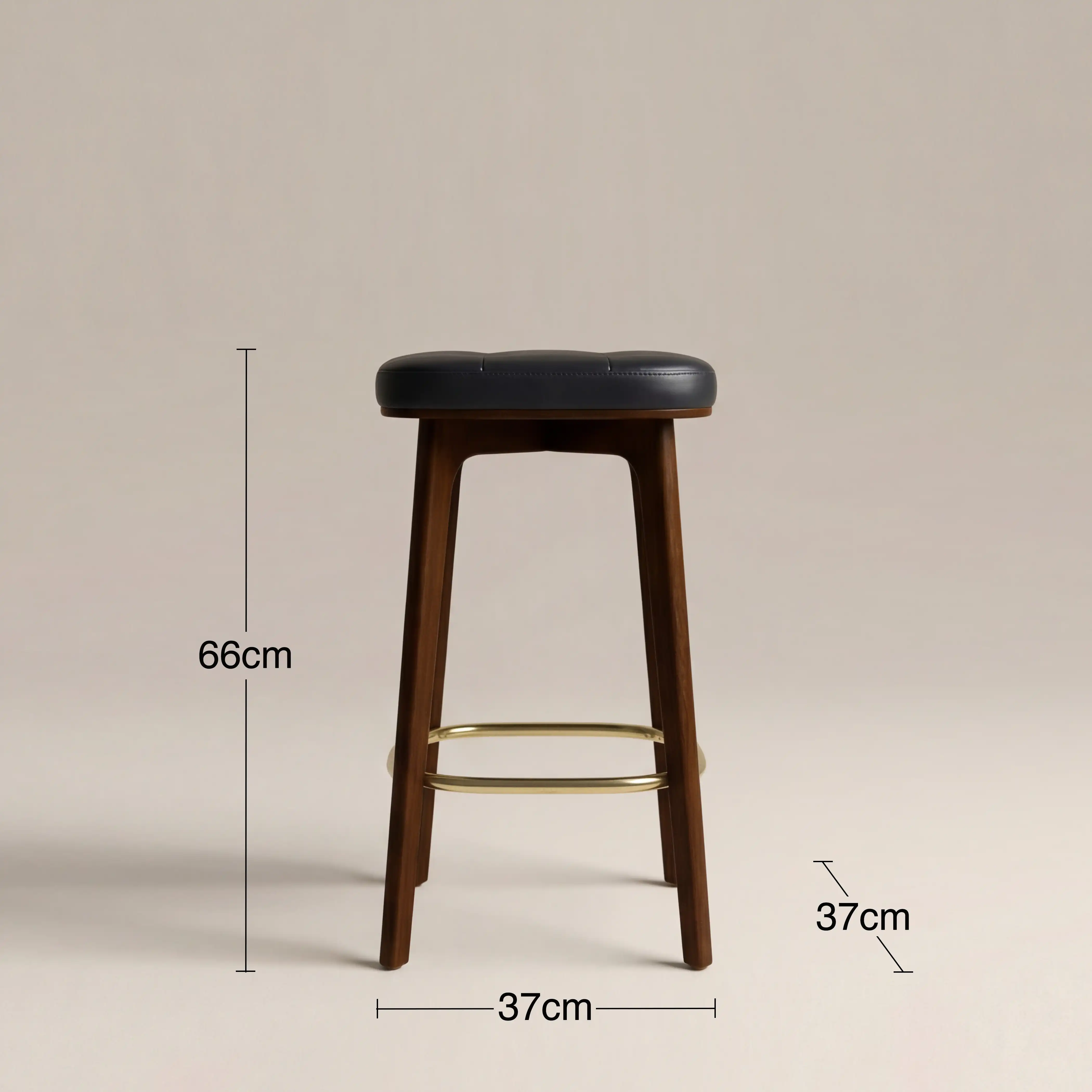 Winchester Kitchen Stool | Vintage Black Faux Leather & Walnut - Image 5