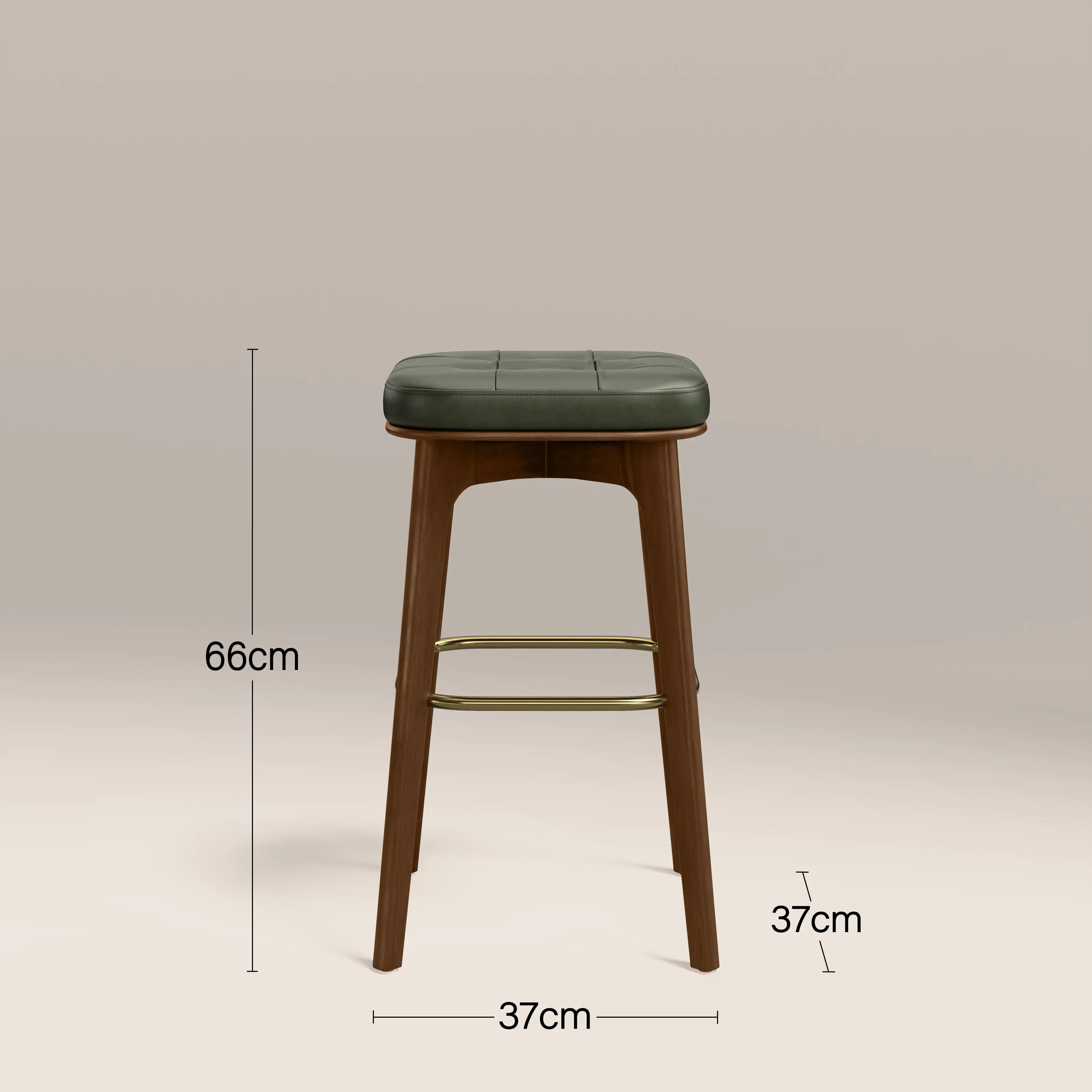 Winchester Kitchen Stool | Vintage Green Faux Leather & Walnut - Image 6
