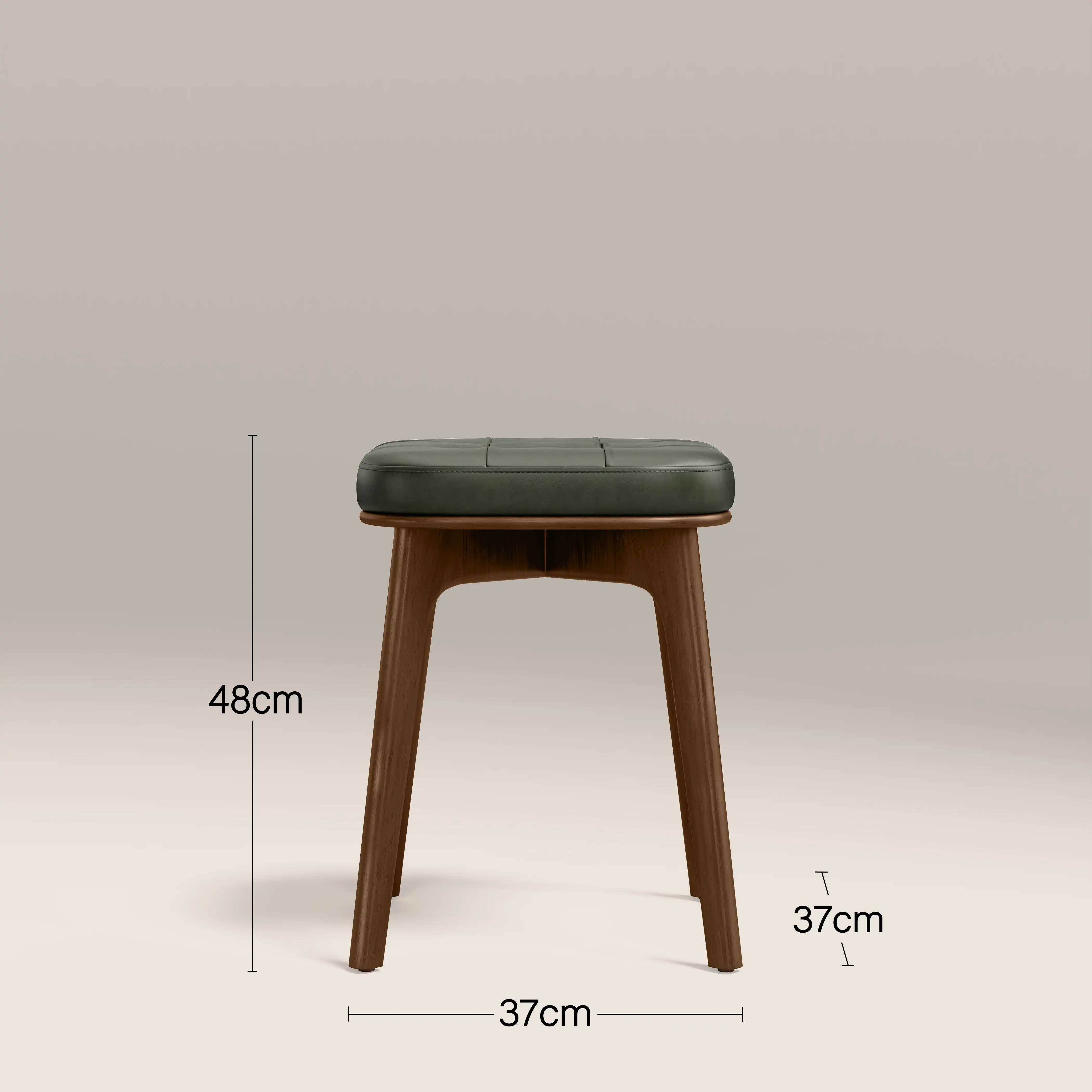 Winchester Low Stool | Vintage Green Faux Leather & Walnut - Image 5