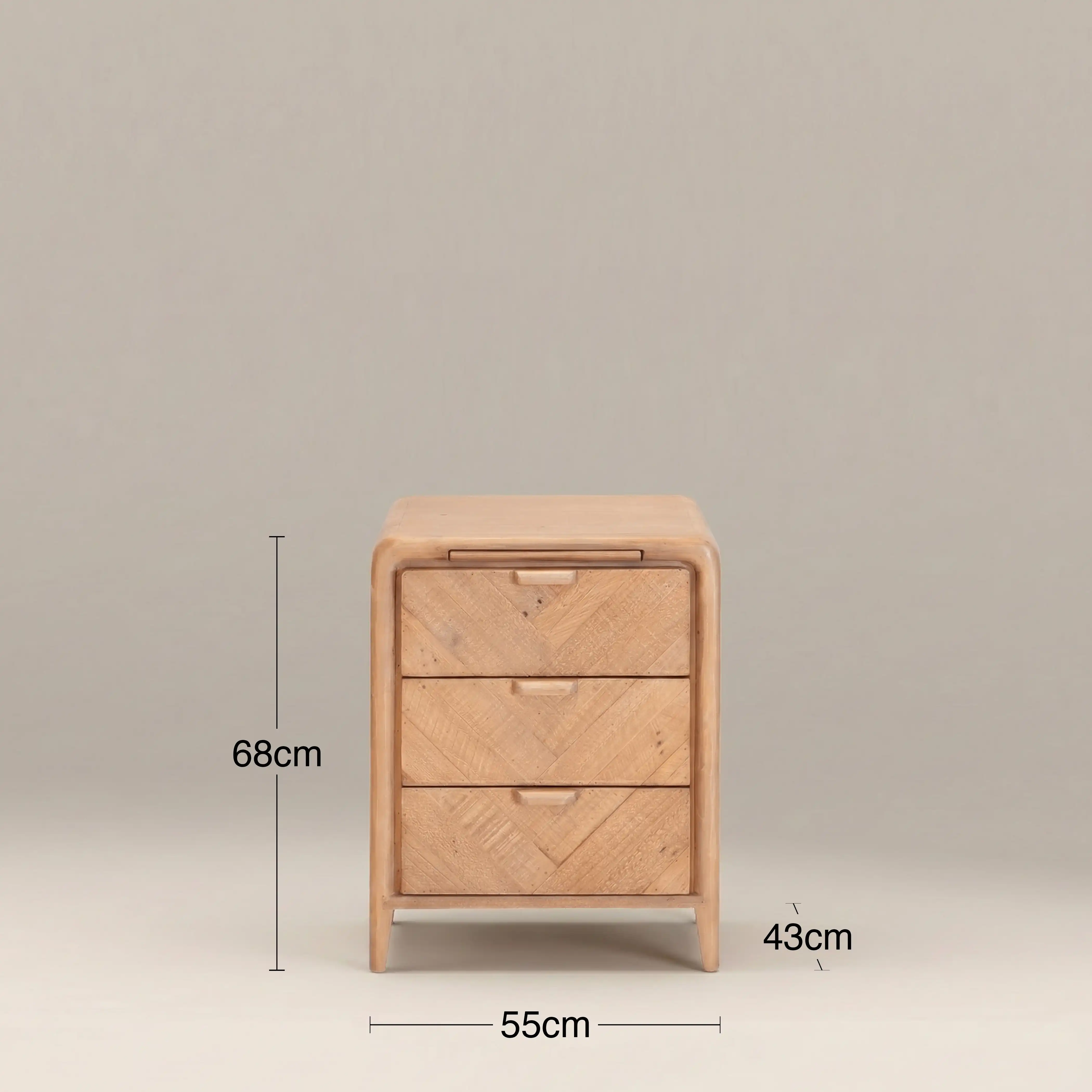 Winslow Large 3 Drawer Bedside Table | Natural - Image 4
