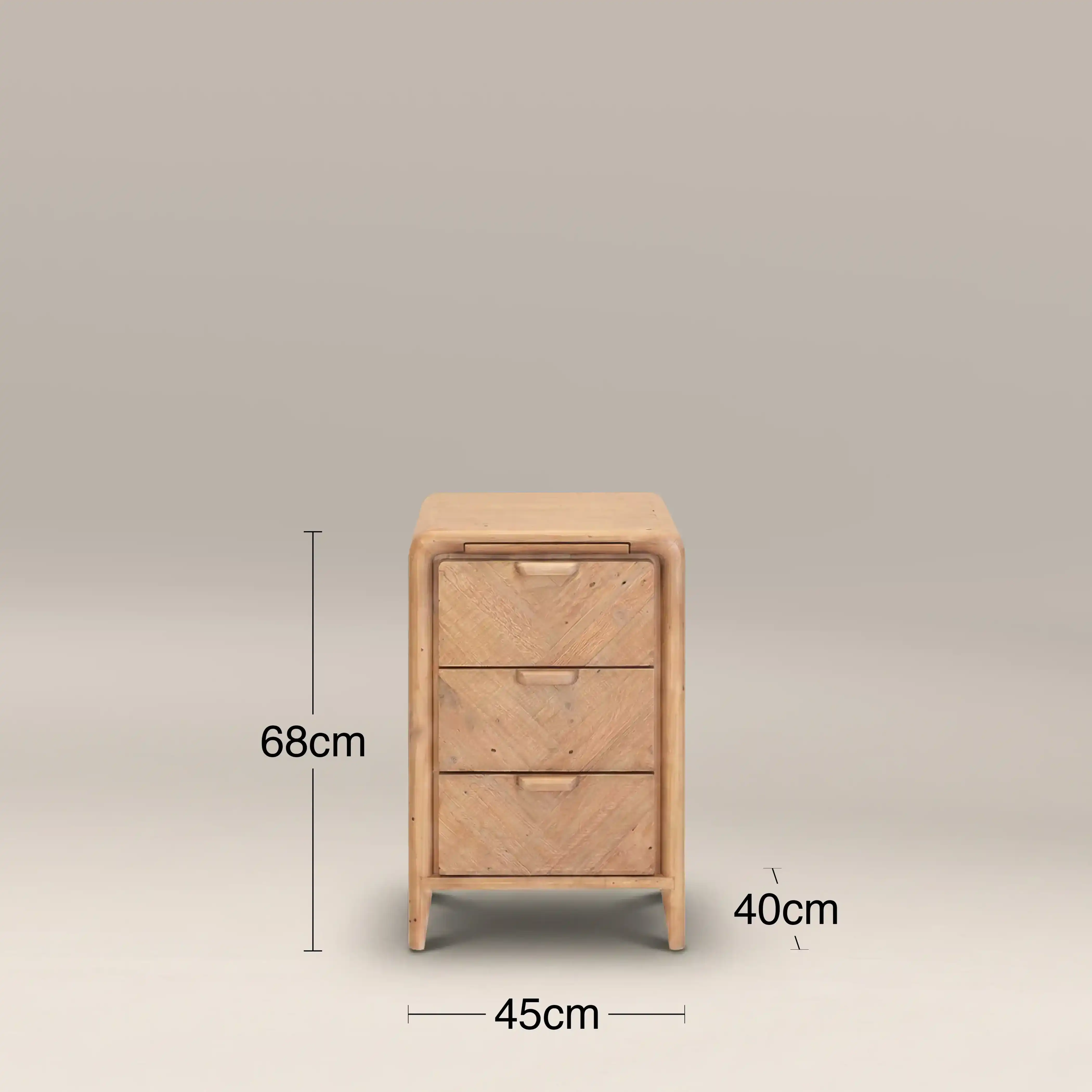 Winslow Small 3 Drawer Bedside Table | Natural - Image 4