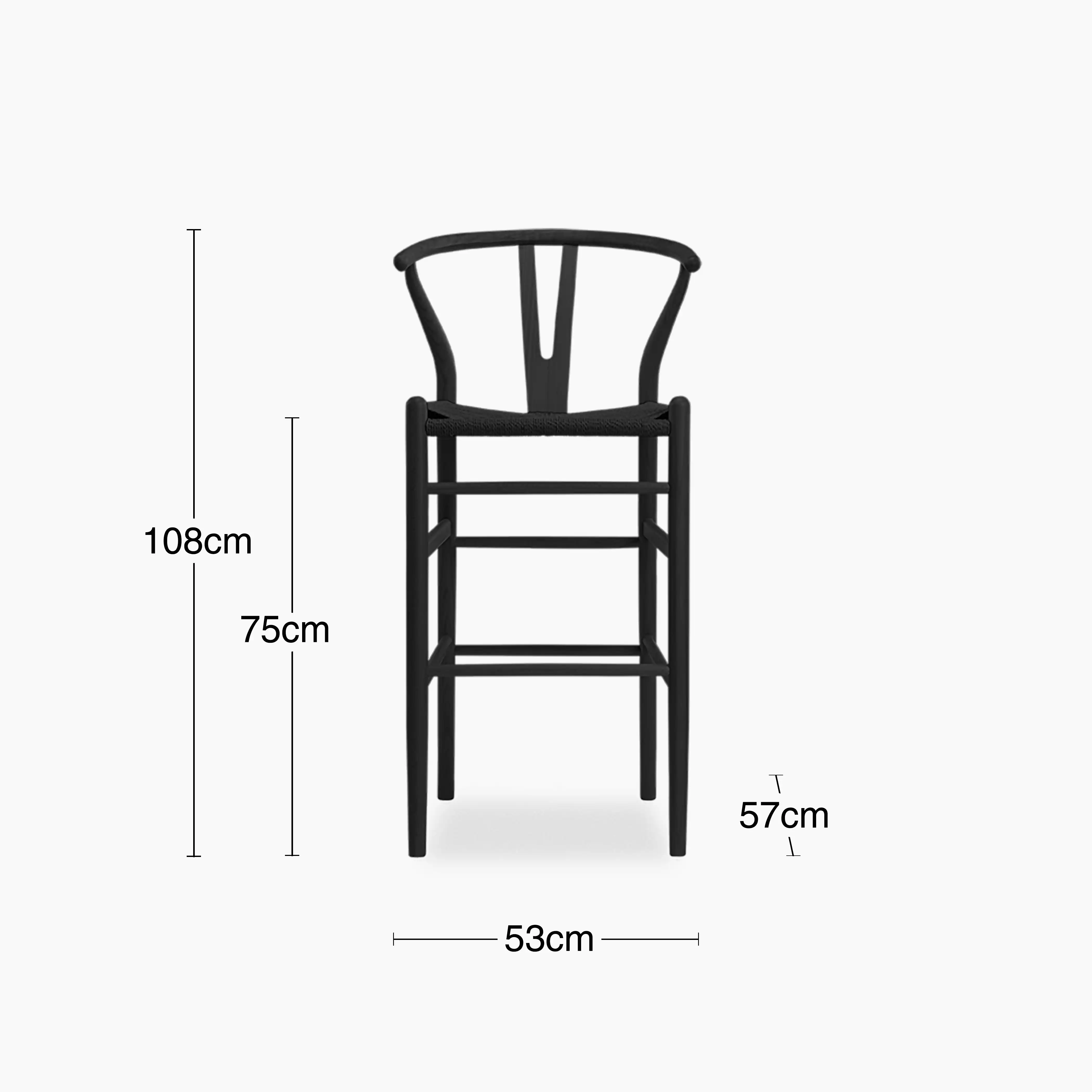 Wish Wooden Bar Stool | Black Weave & Black - Image 7