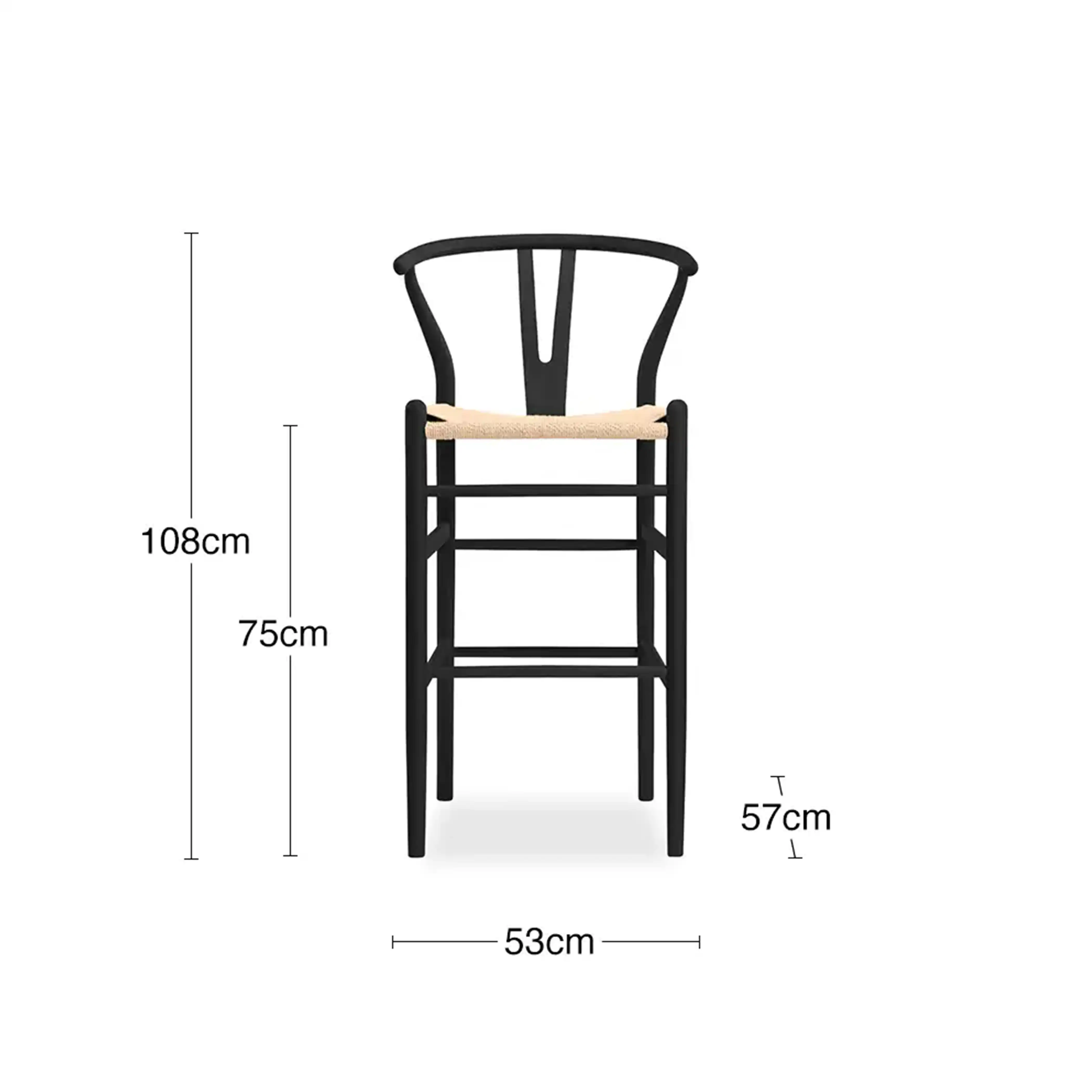 Wish Wooden Bar Stool | Natural Weave & Black - Image 7