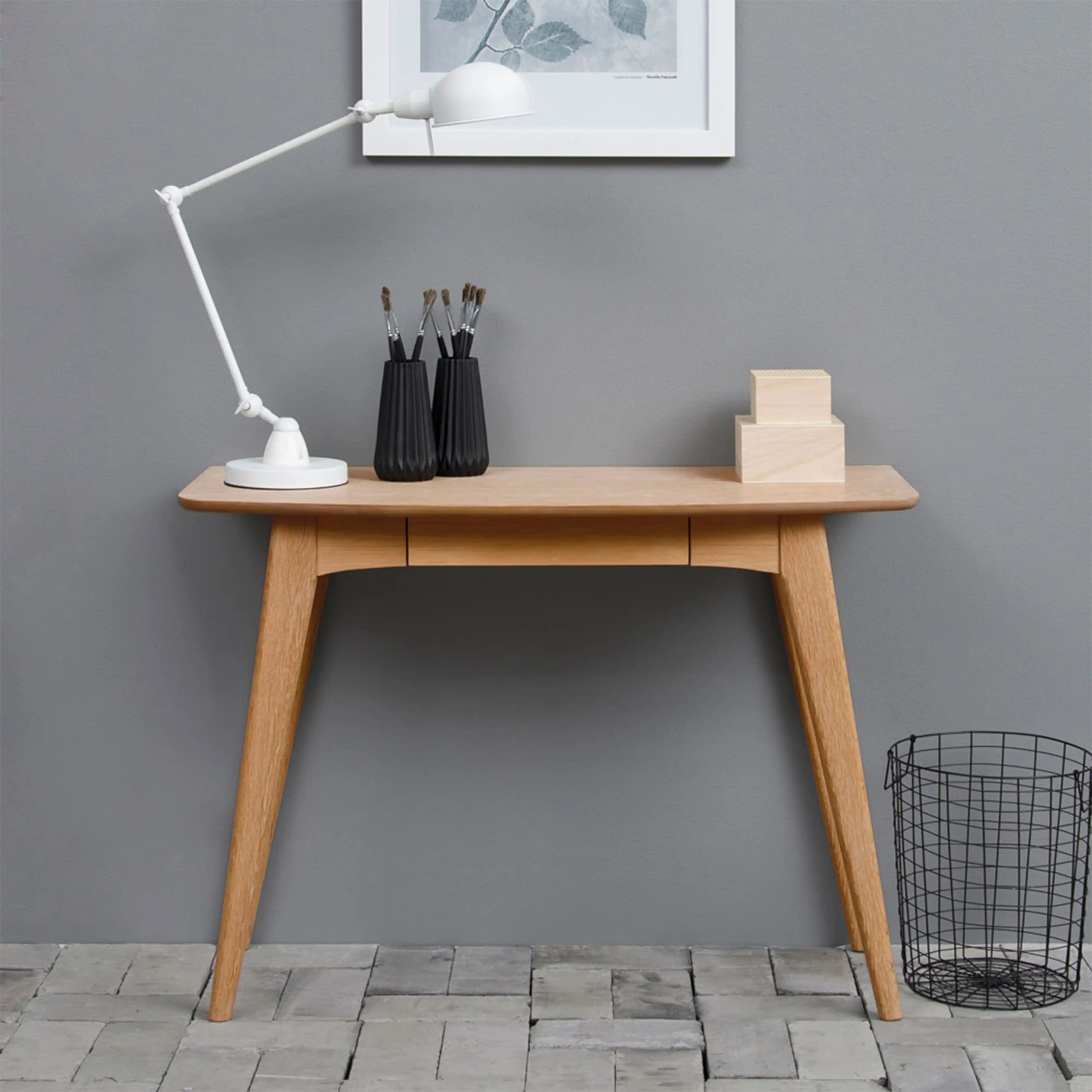 Woodstock Wooden 1 Drawer Desk | Oak - Image 2