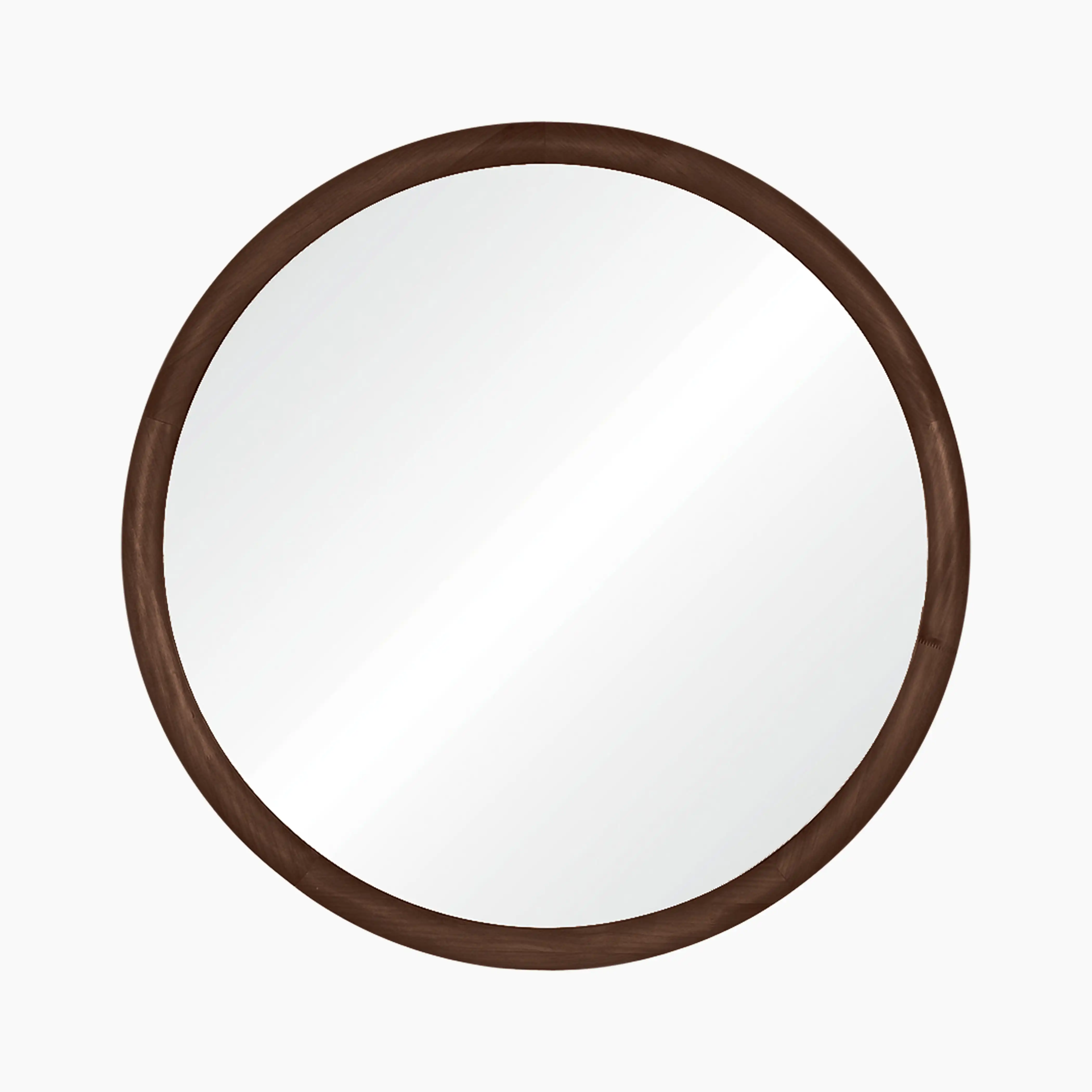 Wrenley Round Wall Mirror, 80 cm | Walnut - Image 2