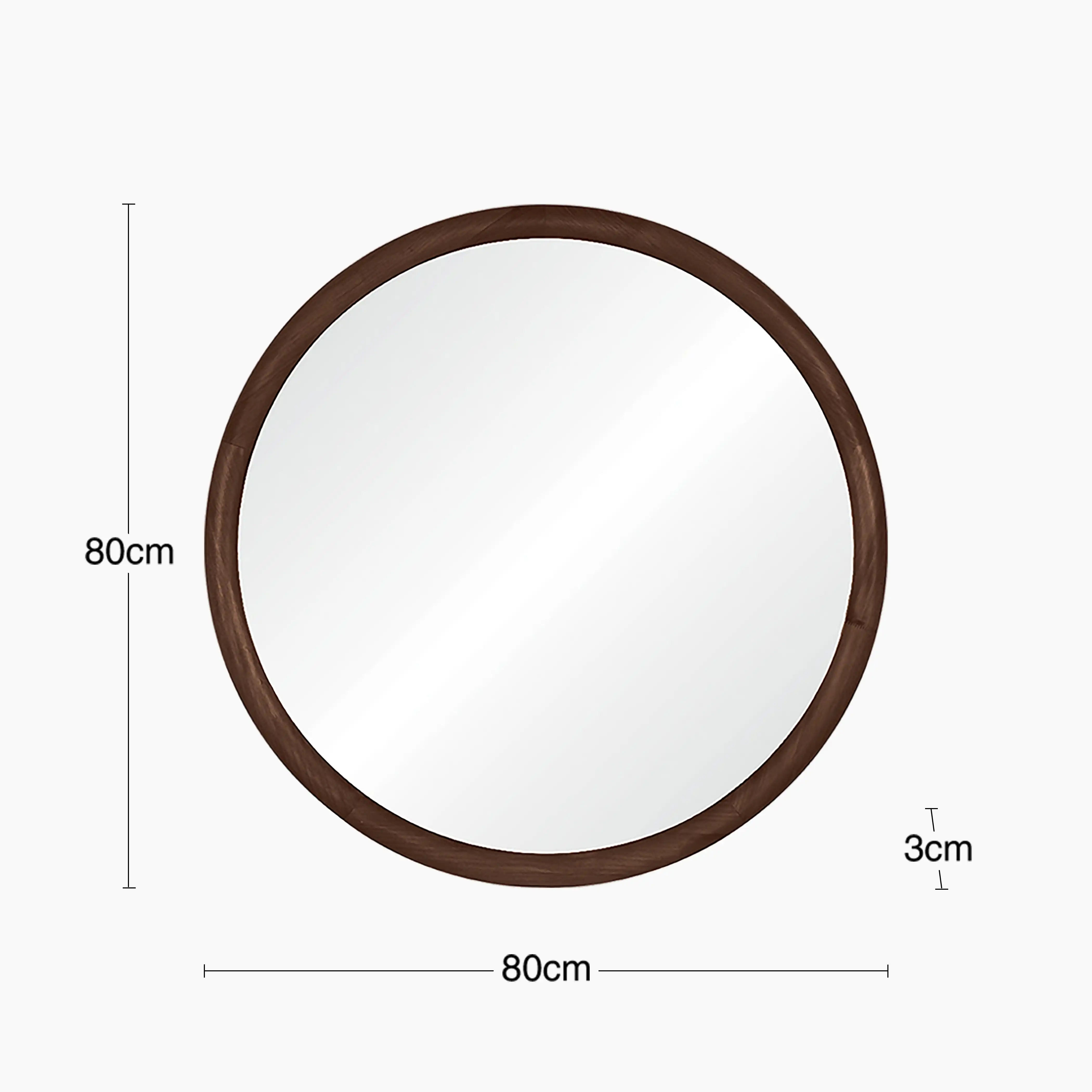Wrenley Round Wall Mirror, 80 cm | Walnut - Image 3
